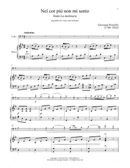 page one of Nel Cor Piu Non Mi Sento (Cello and Piano)