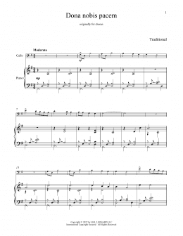 page one of Dona Nobis Pacem (Cello and Piano)