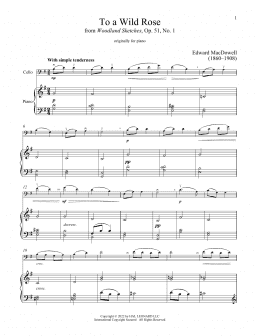 page one of To A Wild Rose, Op. 51, No. 1 (Cello and Piano)