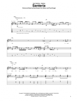 page one of Santeria (Guitar Tab)