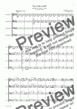 page one of Handel - "Joy to the world" for 4 celli (celli ensemble)