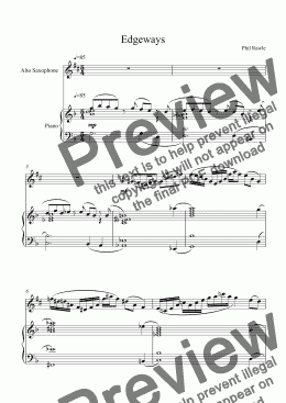 page one of Edgeways - Alto Sax and Piano