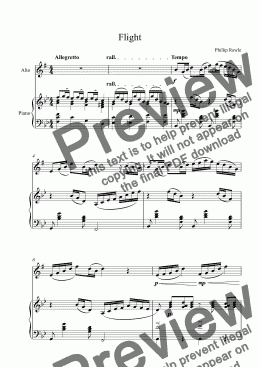 page one of Flight - Alto Sax and Piano