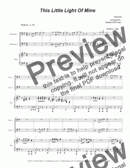 page one of This Little Light Of Mine (Trombone Duet)