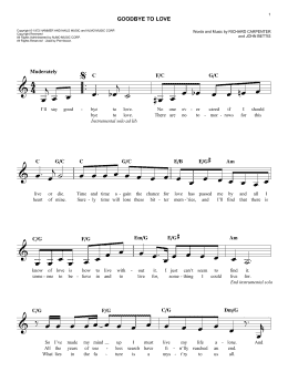 page one of Goodbye To Love (Easy Lead Sheet / Fake Book)