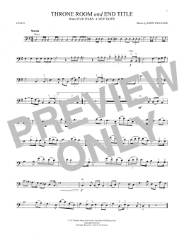 page one of Throne Room and End Title (from Star Wars: A New Hope) (Cello Solo)