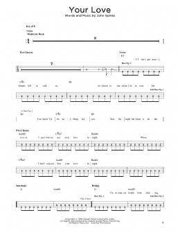 page one of Your Love (Easy Bass Tab)