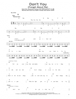 page one of Don't You (Forget About Me) (Easy Bass Tab)