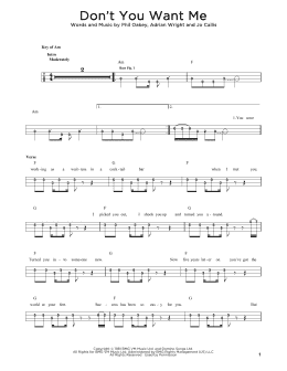 page one of Don't You Want Me (Easy Bass Tab)