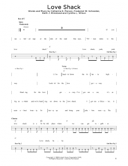 page one of Love Shack (Easy Bass Tab)