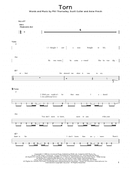 page one of Torn (Easy Bass Tab)