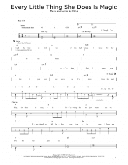 page one of Every Little Thing She Does Is Magic (Easy Bass Tab)