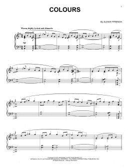 page one of Colours (Piano Solo)