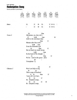 page one of Redemption Song (Guitar Chords/Lyrics)