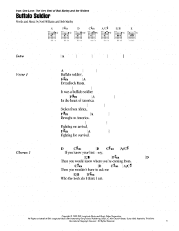 page one of Buffalo Soldier (Guitar Chords/Lyrics)