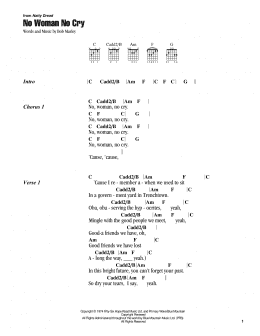 page one of No Woman No Cry (Guitar Chords/Lyrics)