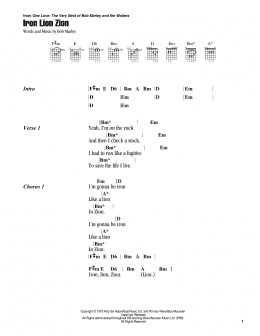 page one of Iron Lion Zion (Guitar Chords/Lyrics)