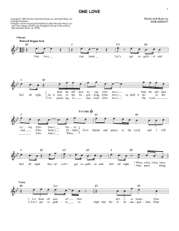 page one of One Love (Lead Sheet / Fake Book)