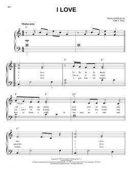 page one of I Love (Easy Piano)