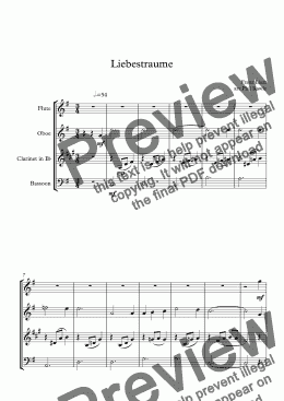 page one of Liebestraume - Wind Quartet