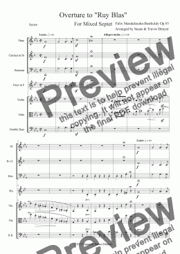 page one of Overture to Ruy Blas - Mendelssohn - Mixed Septet - Score