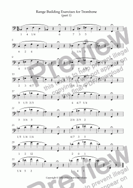 page one of range building exercises for trombone (part 1)