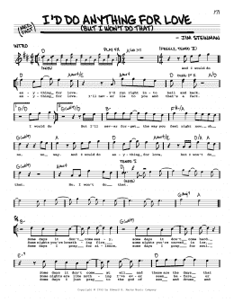 page one of I'd Do Anything For Love (But I Won't Do That) (Real Book – Melody, Lyrics & Chords)