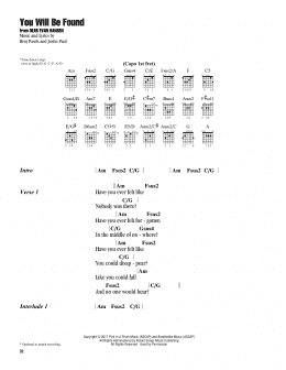 page one of You Will Be Found (from Dear Evan Hansen) (Guitar Chords/Lyrics)