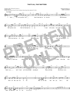 page one of That's All That Matters (Lead Sheet / Fake Book)