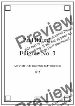 page one of Filigree No. 3, for Alto Flute (or Alto Recorder) and Vibraphone - Score and Parts
