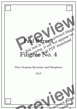 page one of Filigree No. 4, for Flute (or Soprano Recorder) and Vibraphone - Score and Parts