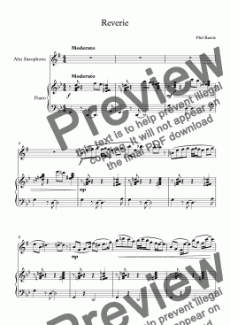page one of Reverie - Alto Saxophone and Piano