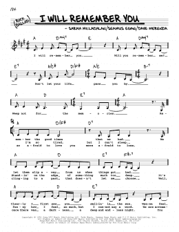 page one of I Will Remember You (Real Book – Melody, Lyrics & Chords)