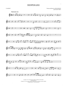 page one of Desperado (Clarinet Solo)