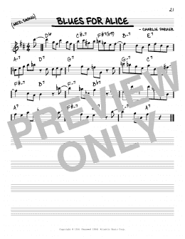 page one of Blues For Alice (Real Book – Melody & Chords)
