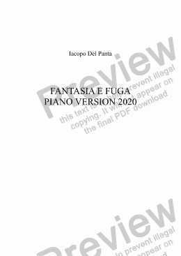 page one of FANTASIA E FUGA PIANO VERSION 2020
