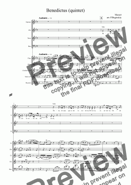 page one of Benedictus from Requiem (solo+quintet)