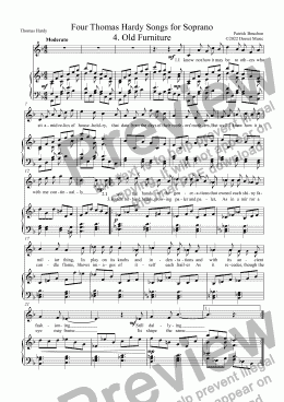 page one of 6 Thomas Hardy Songs for Soprano 4. Old Furniture