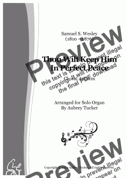 page one of Organ: Thou Wilt Keep Him In Perfect Peace (Anthem) - Samuel S. Wesley