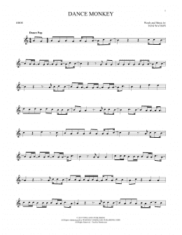 page one of Dance Monkey (Oboe Solo)