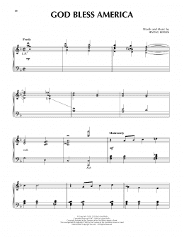 page one of God Bless America (Piano Solo)