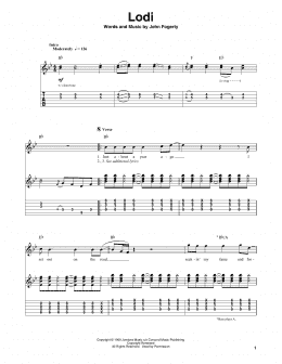 page one of Lodi (Guitar Tab (Single Guitar))