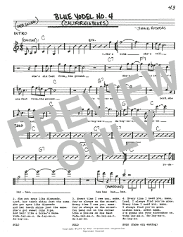 page one of Blue Yodel No. 4 (California Blues) (Real Book – Melody, Lyrics & Chords)