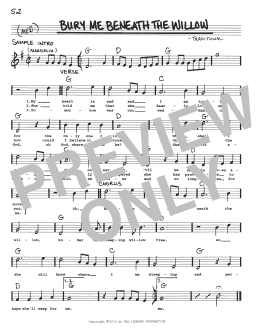 page one of Bury Me Beneath The Willow (Real Book – Melody, Lyrics & Chords)