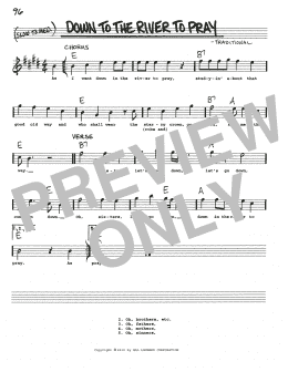 page one of Down To The River To Pray (Real Book – Melody, Lyrics & Chords)
