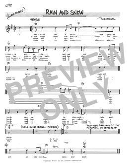 page one of Rain And Snow (Real Book – Melody, Lyrics & Chords)