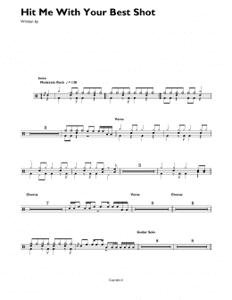 page one of Hit Me With Your Best Shot (Drum Chart)