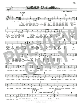 page one of Wabash Cannonball (Real Book – Melody, Lyrics & Chords)