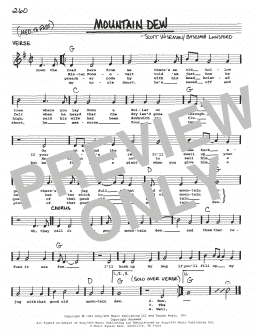 page one of Mountain Dew (Real Book – Melody, Lyrics & Chords)