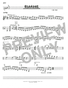 page one of Roanoke (Real Book – Melody, Lyrics & Chords)